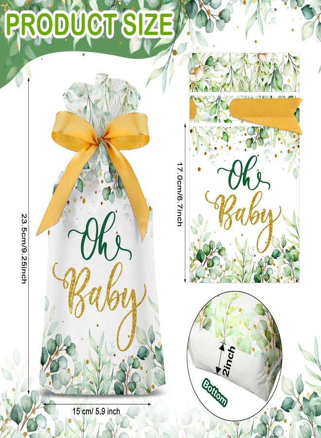 Bulyoou 50 Pcs Baby Shower Party Favors Bags Baby Plastic Drawstring Gift Candy Goodies Treat Bags for Guest Greenery Woodland Theme Baby Boy Girl Birthday Gender Reveal Decor Supplies(Drawstring) - Image 2
